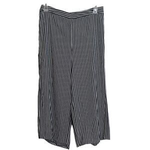 Cynthia‎ Rowley Striped Wide Leg Crop Culotte Pants Black White Size 10